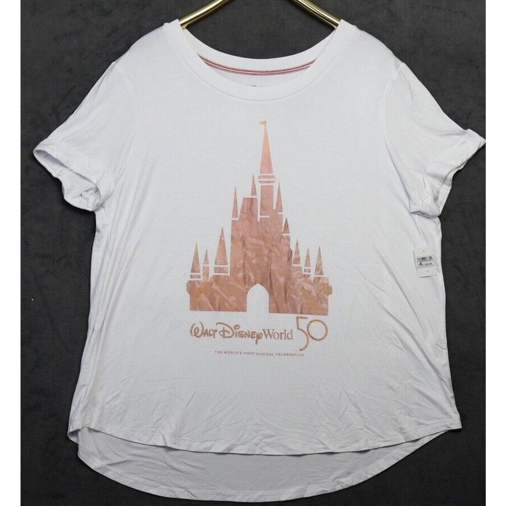 Disney 50th Anniversary White Gold Castle Ladies Shirt Large 1X - Picture 1 of 8